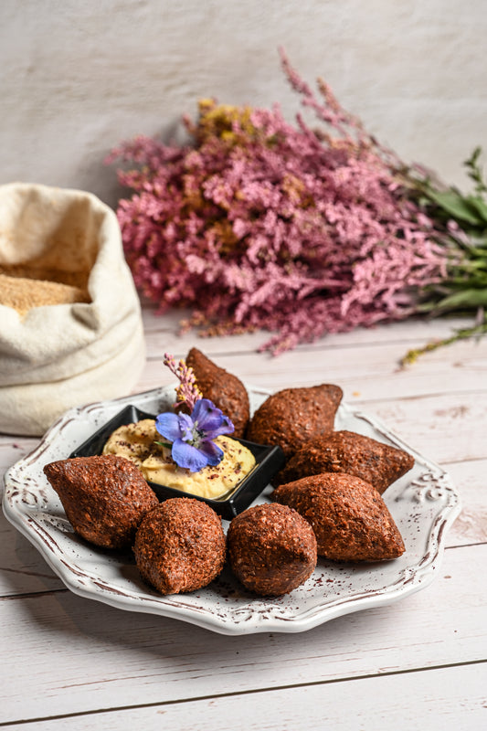 <tc>Kibbeh stuffed with vegetables 17.6 oz (Frozen, Vegan Friendly)</tc>